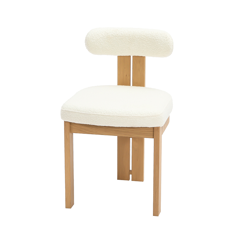 带弧形靠背垫的三脚软垫餐椅